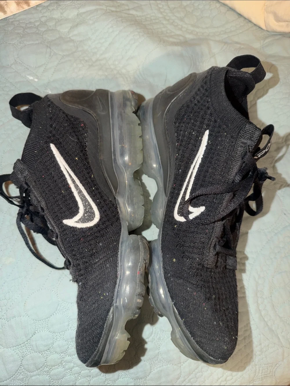 Nike vapor max Black Knit Sneakers with White Swoosh